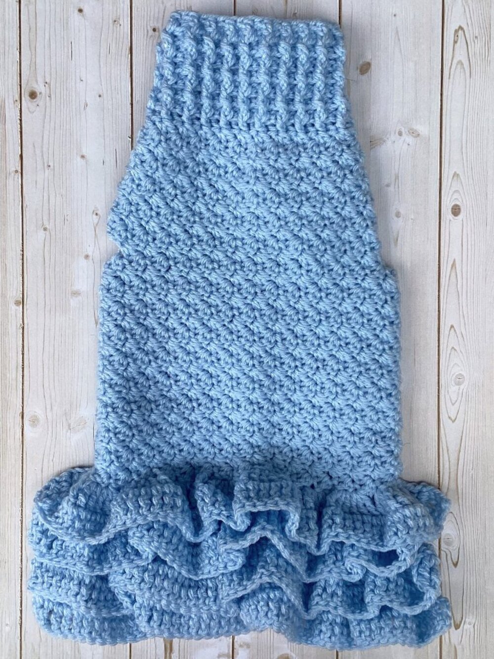 Handmade Crocheted Ruffle Dog Dress (Size Small)